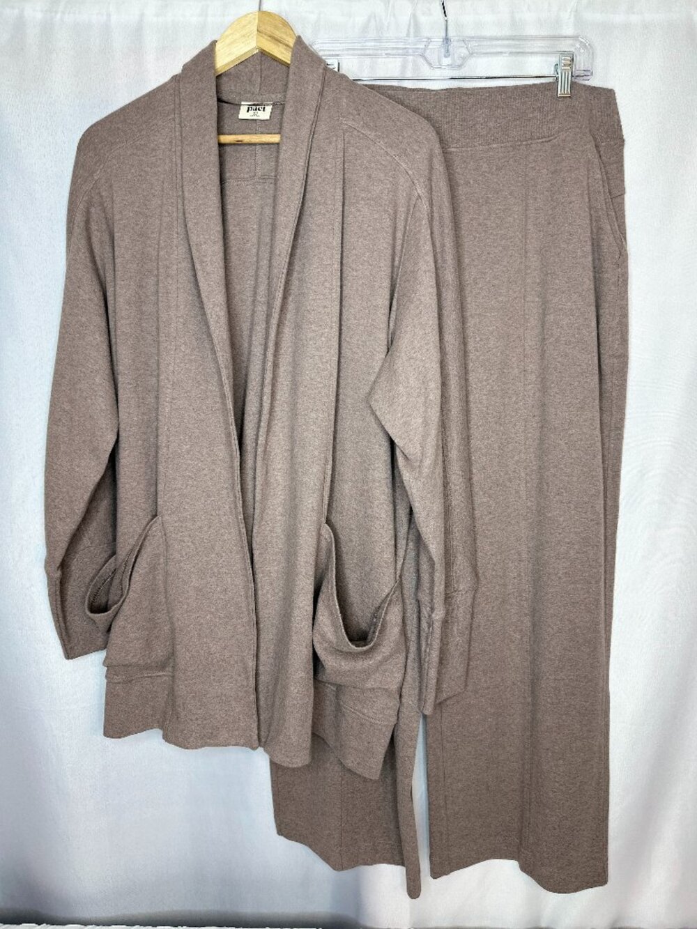 Pact Airplane Cardigan and Wide Leg Pant Set, XLARGE Travel Casual Sustainable